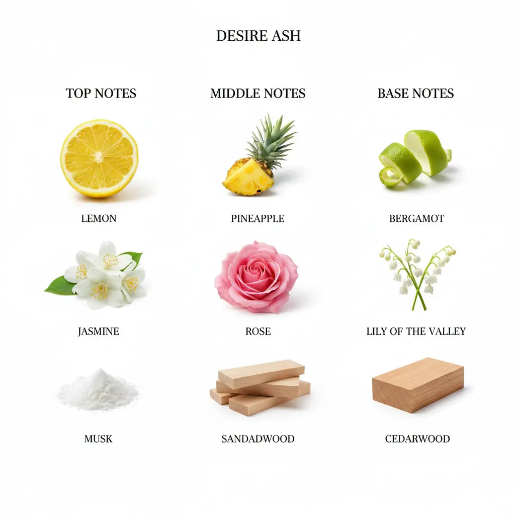 DESIR ASH — Fresh • Fruity • Woody Sophistication for Men | Sporty & Modern CloseLuxe