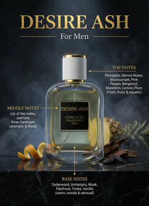 DESIR ASH — Fresh • Fruity • Woody Sophistication for Men | Sporty & Modern CloseLuxe