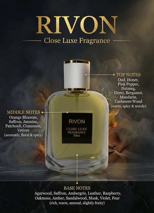 RIVON — For Men | Deep Oud • Golden Amber • Honeyed Elegance  Floral Notes CloseLuxe
